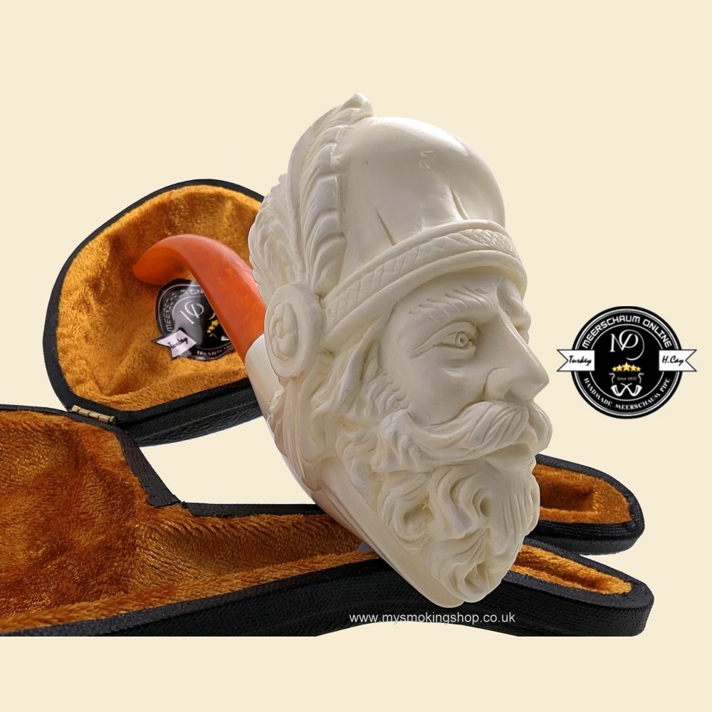 Beautiful Handmade Vintage Estate Turkish Meerschaum Pipe selling Face of a Sultan